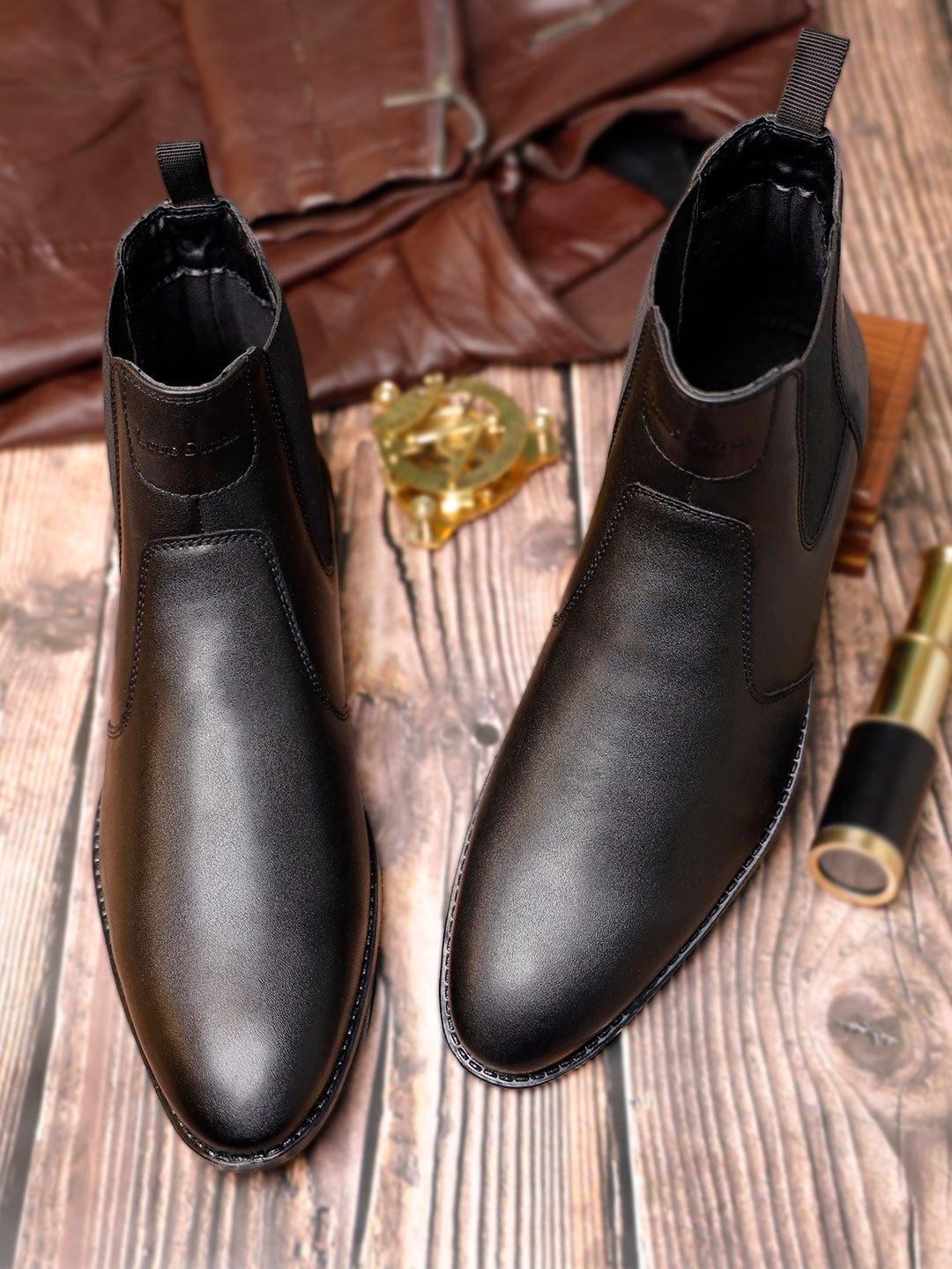 Obsidian Black Dual Tone Handcrafted Chelsea Boots for Men