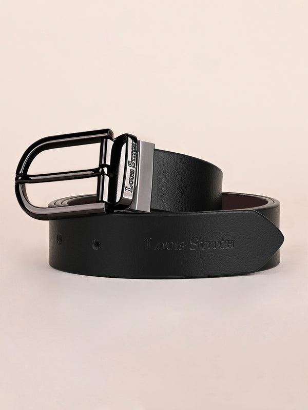 Men's Black & Brown Formal Italian Leather Reversible Belt For Men