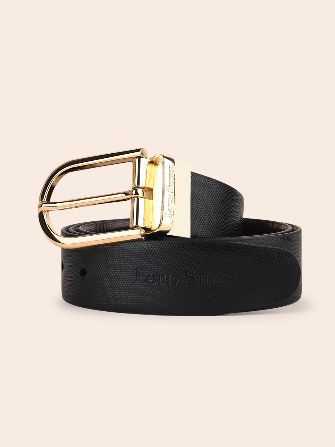 Men's Black & Brown Formal Italian Leather Reversible Belt For Men