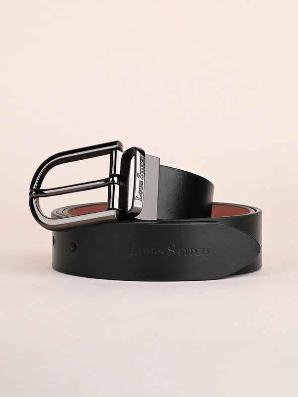 Men's Black & Brown Formal Italian Leather Reversible Belt For Men