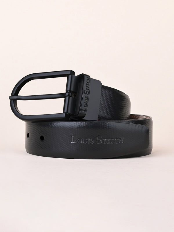 Men's Black & Brown Formal Italian Leather Reversible Belt For Men