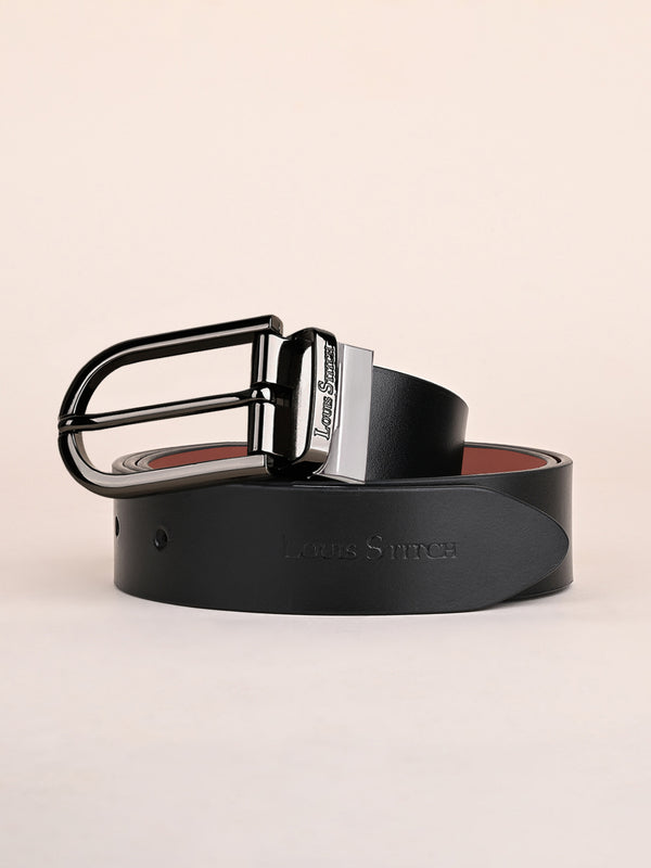 Men's Black & Brown Formal Italian Leather Reversible Belt For Men