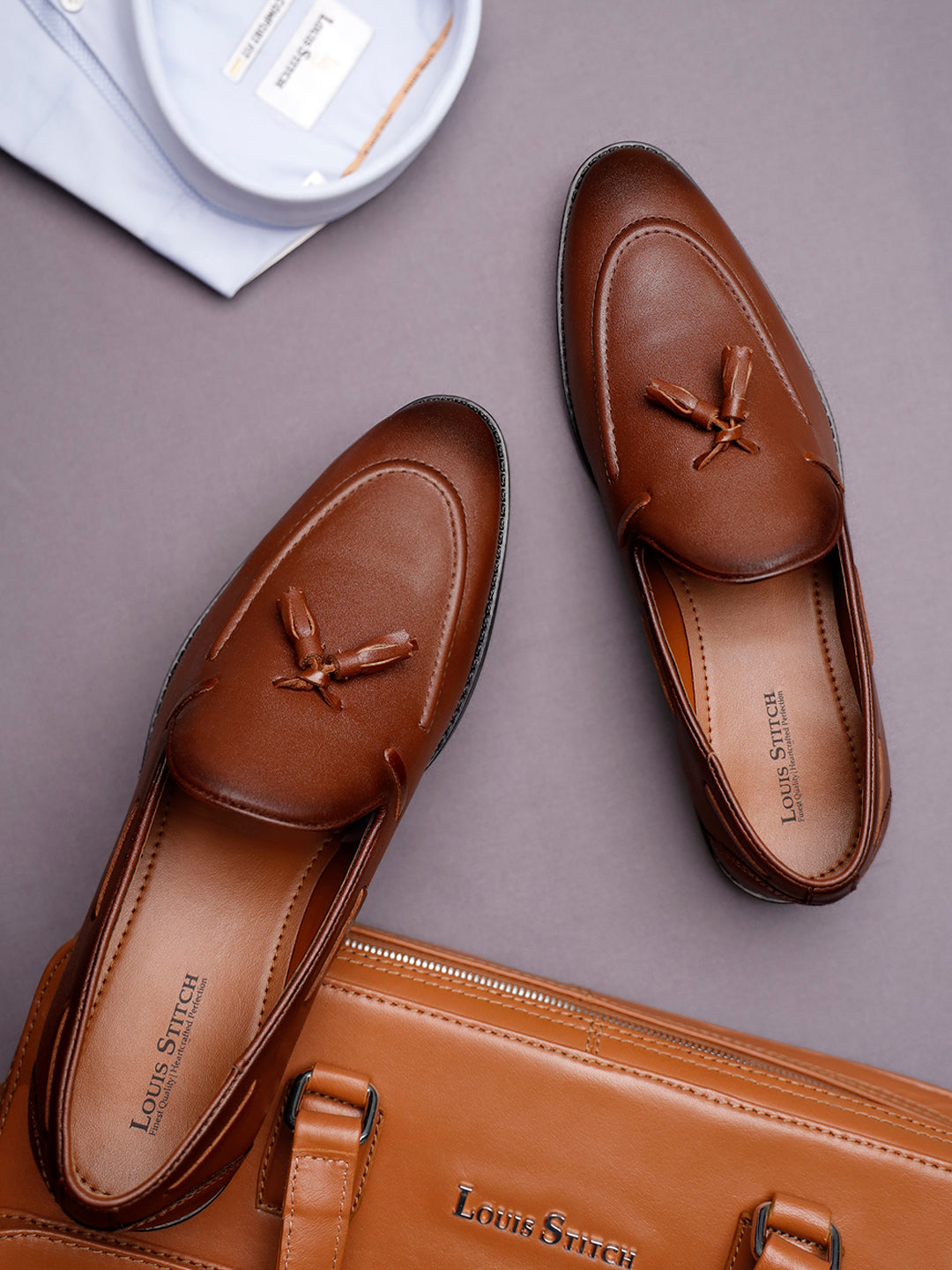 Tan Tassel Moccasins Slipons for Men