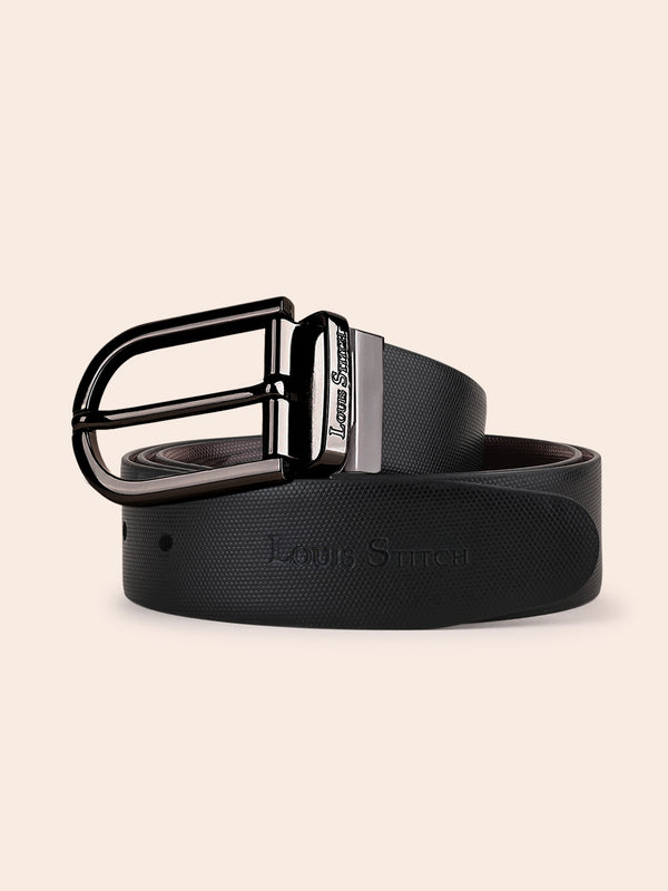 Men's Black & Brown Formal Italian Leather Reversible Belt For Men