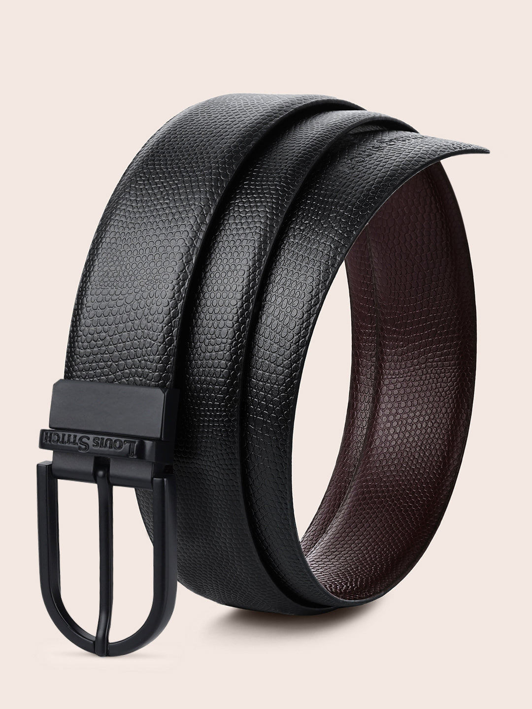 Men's Black & Brown Formal Italian Leather Reversible Belt For Men