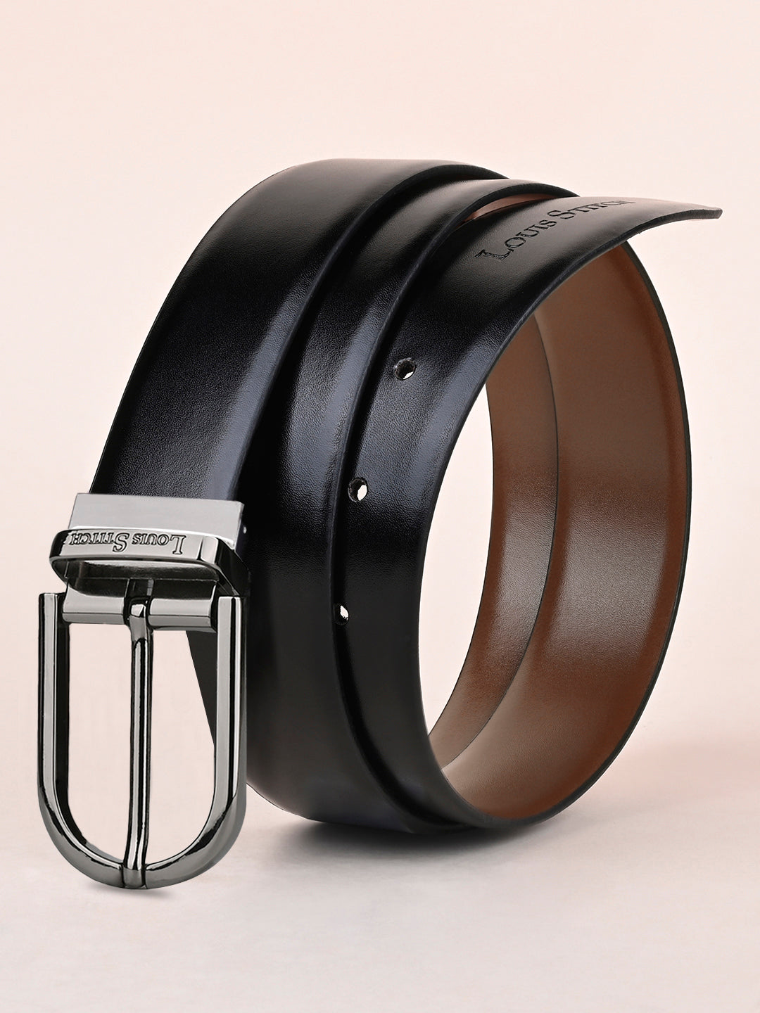 Men's Black & Brown Formal Italian Leather Reversible Belt For Men