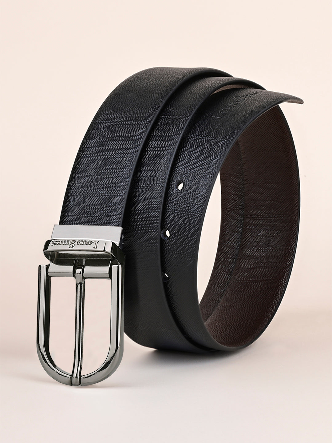 Men's Black & Brown Formal Italian Leather Reversible Belt For Men