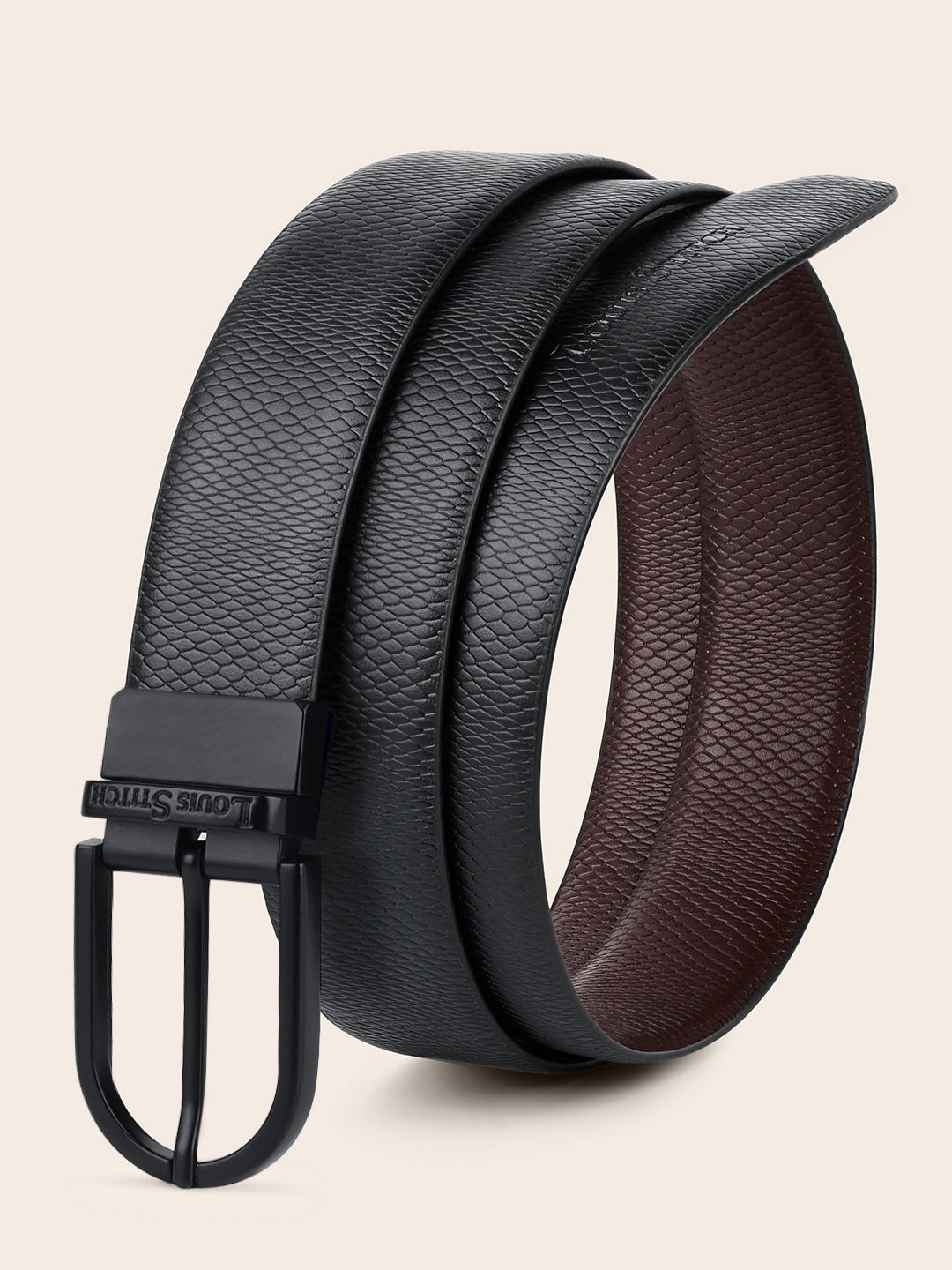 Men's Black & Brown Formal Italian Leather Reversible Belt For Men