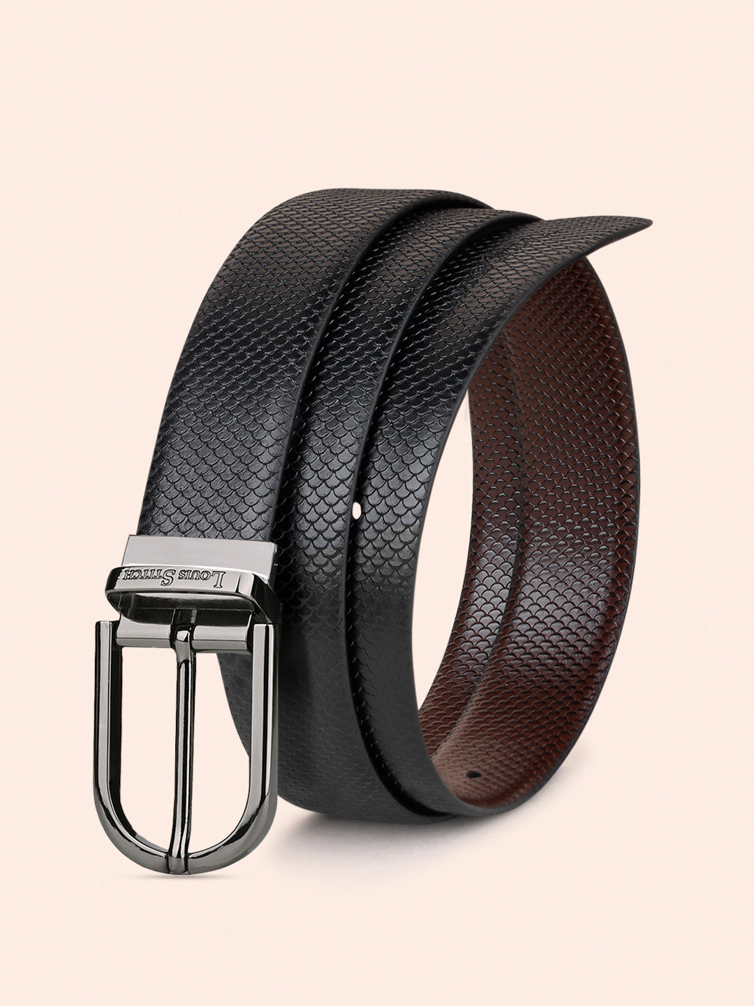 Men's Black & Brown Formal Italian Leather Reversible Belt For Men