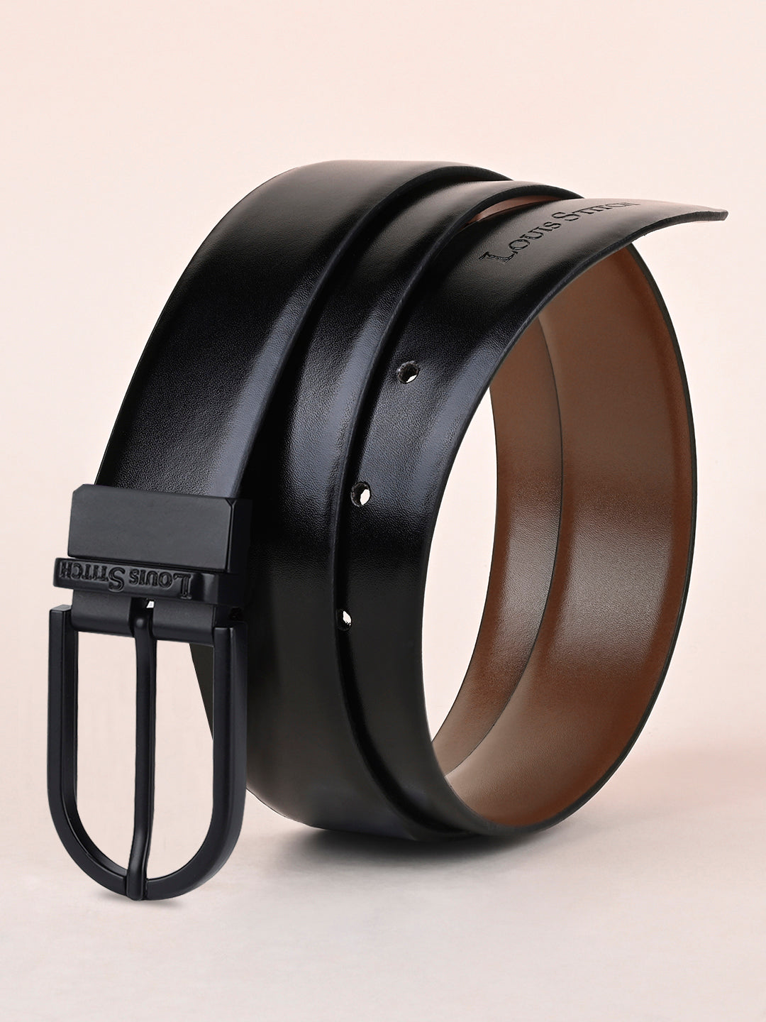 Men's Black & Brown Formal Italian Leather Reversible Belt For Men