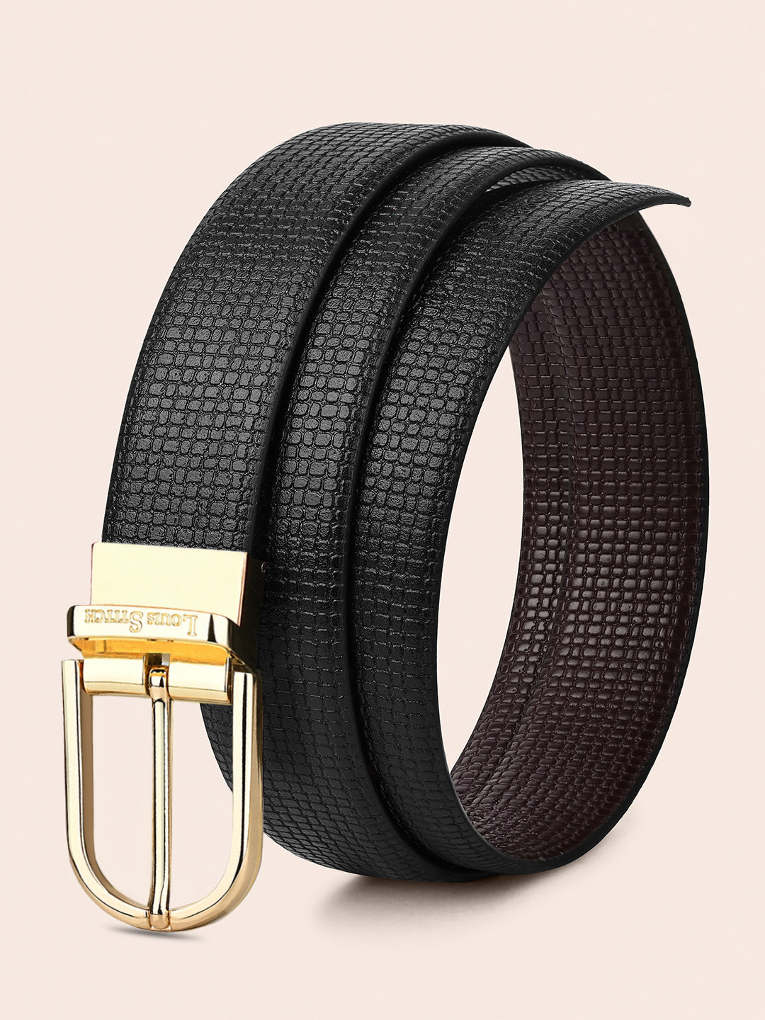 Men's Black & Brown Formal Italian Leather Reversible Belt For Men