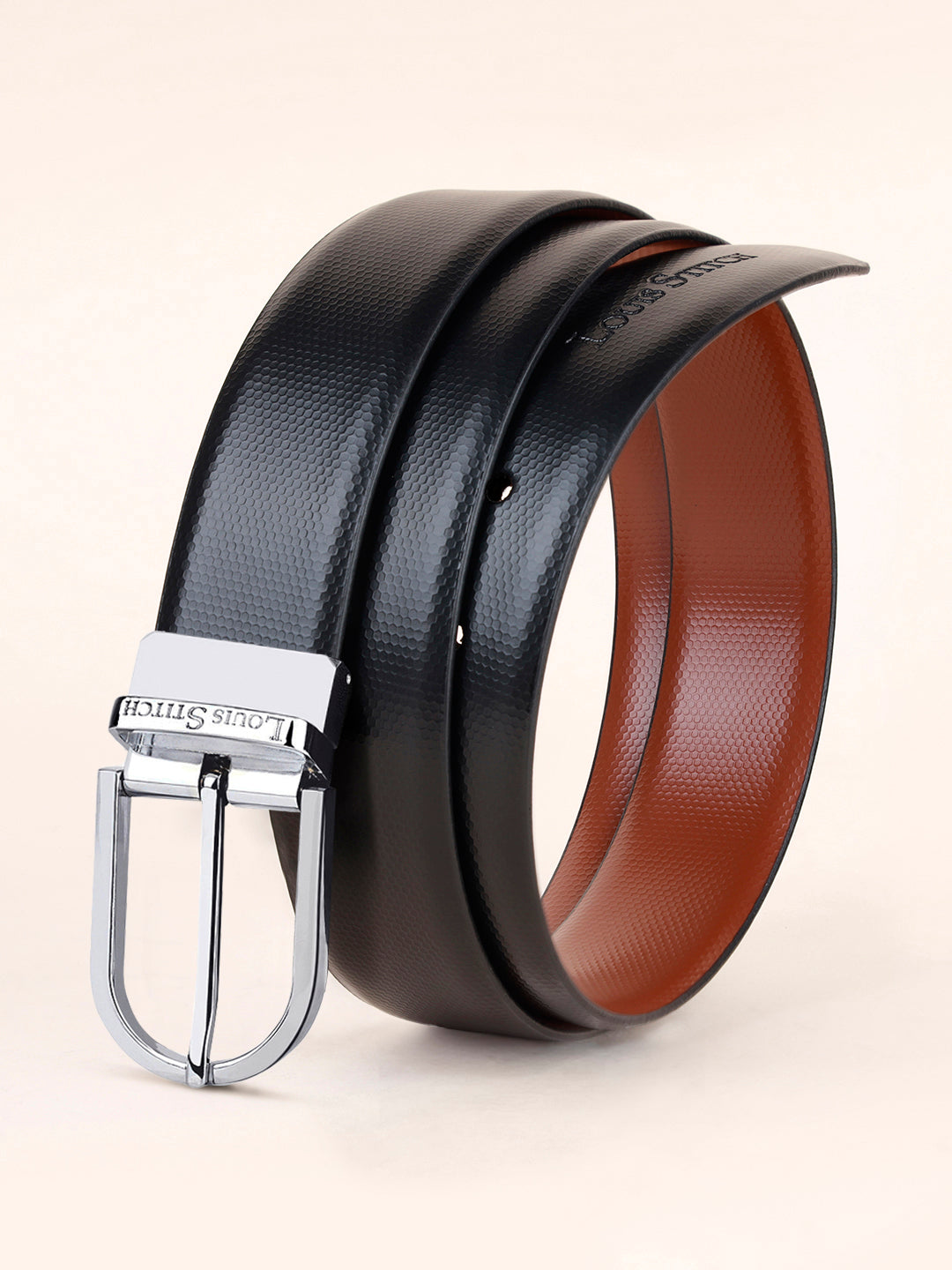 Men's Black & Brown Formal Italian Leather Reversible Belt For Men