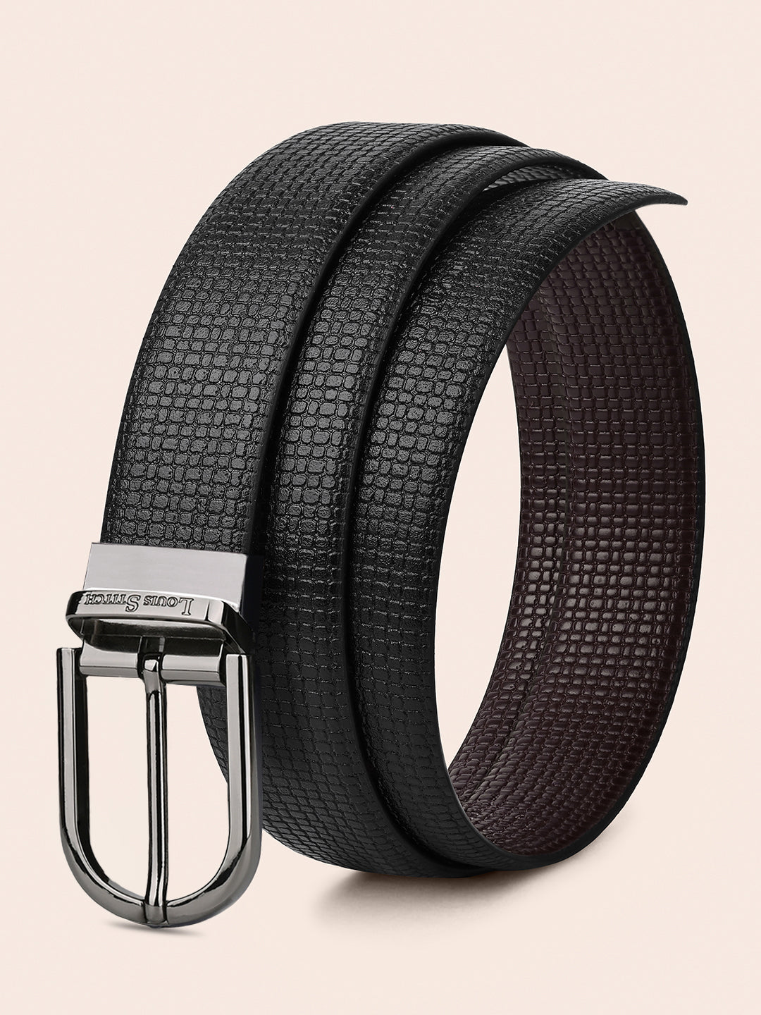 Men's Black & Brown Formal Italian Leather Reversible Belt For Men