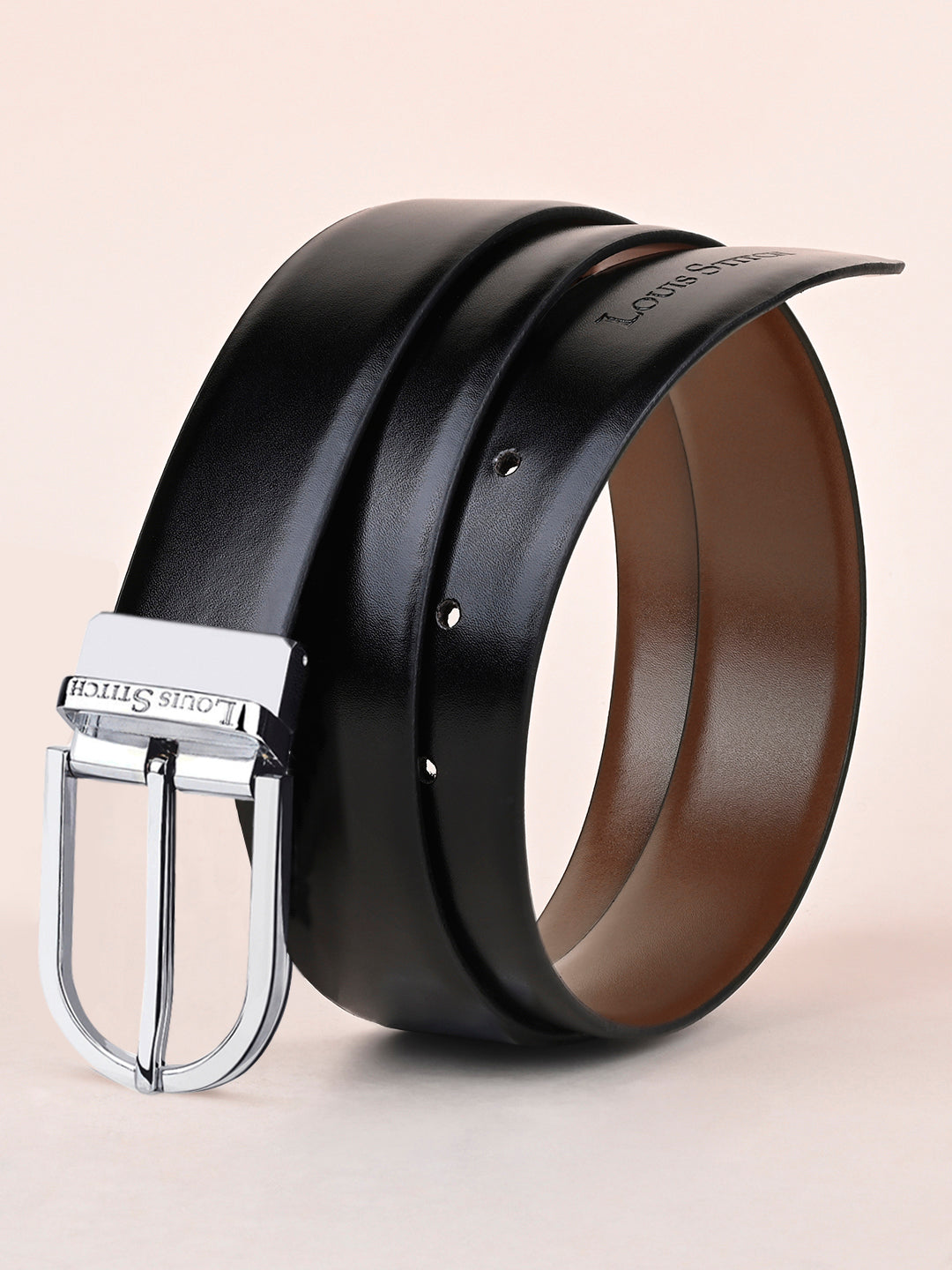 Men's Black & Brown Formal Italian Leather Reversible Belt For Men