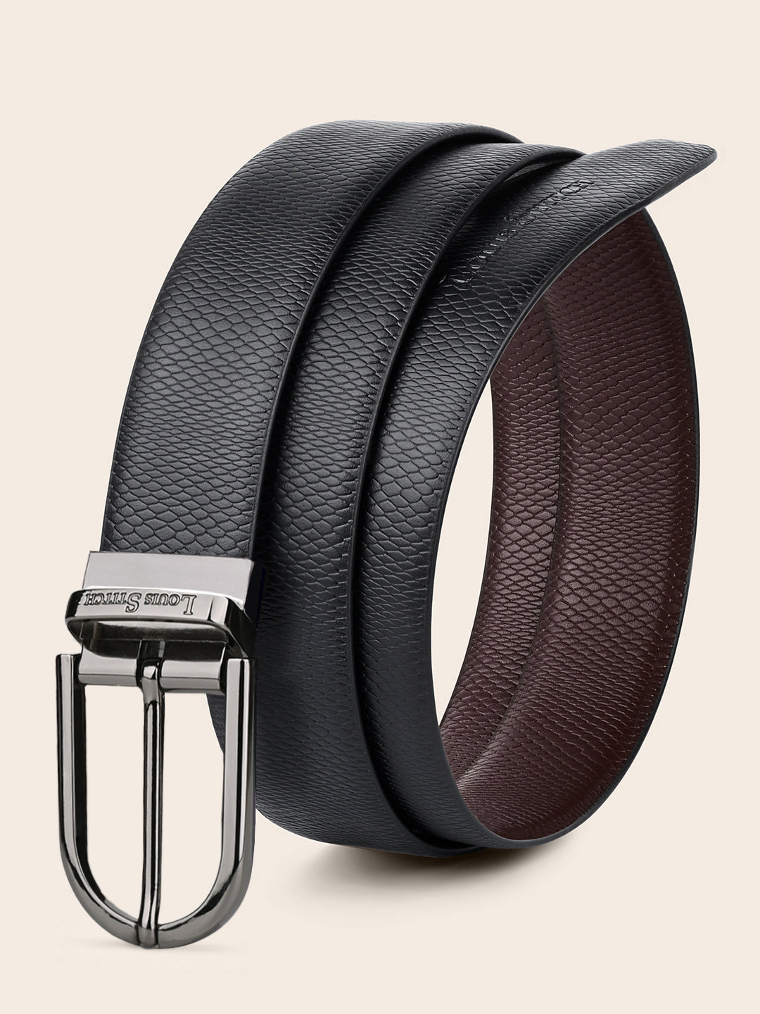 Men's Black & Brown Formal Italian Leather Reversible Belt For Men