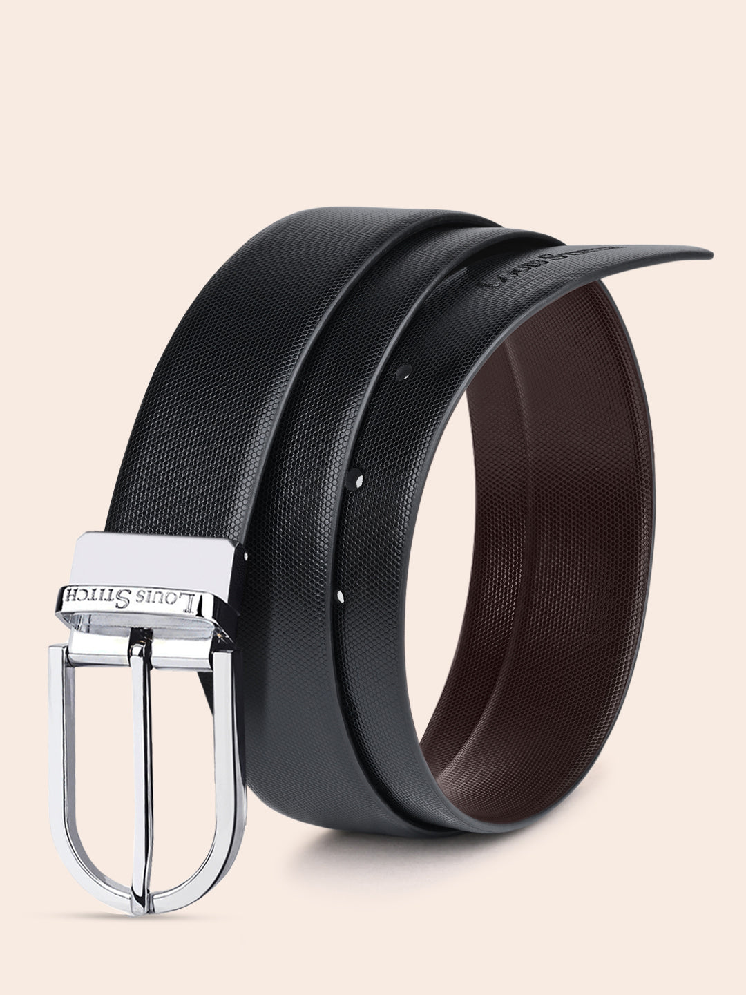 Men's Black & Brown Formal Italian Leather Reversible Belt For Men