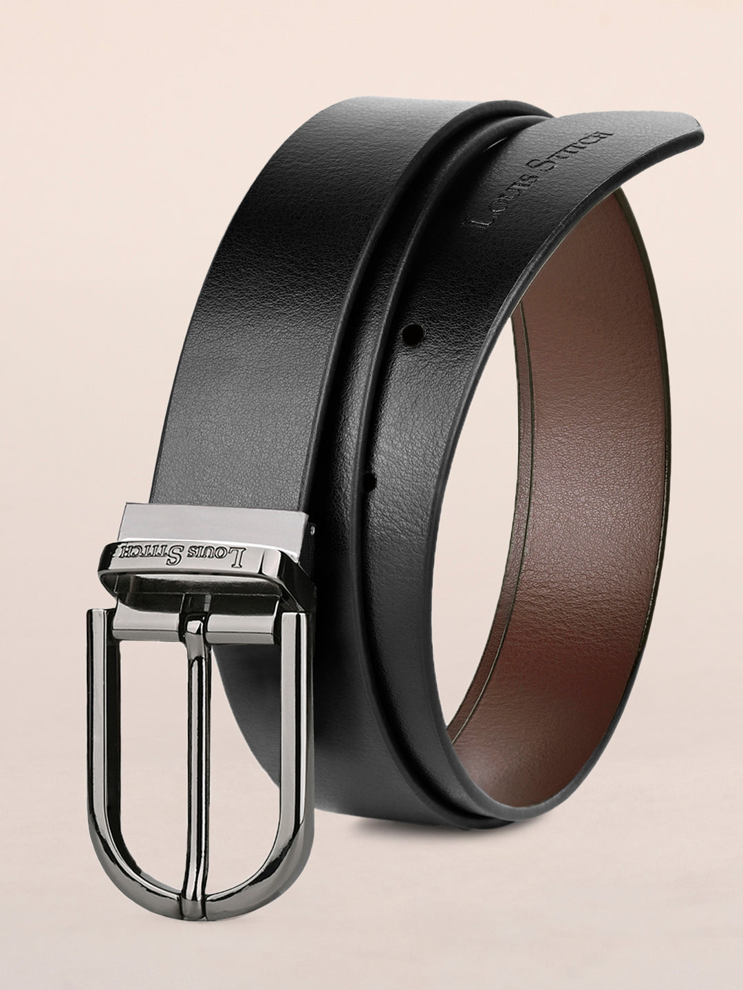 Men's Black & Brown Formal Italian Leather Reversible Belt For Men