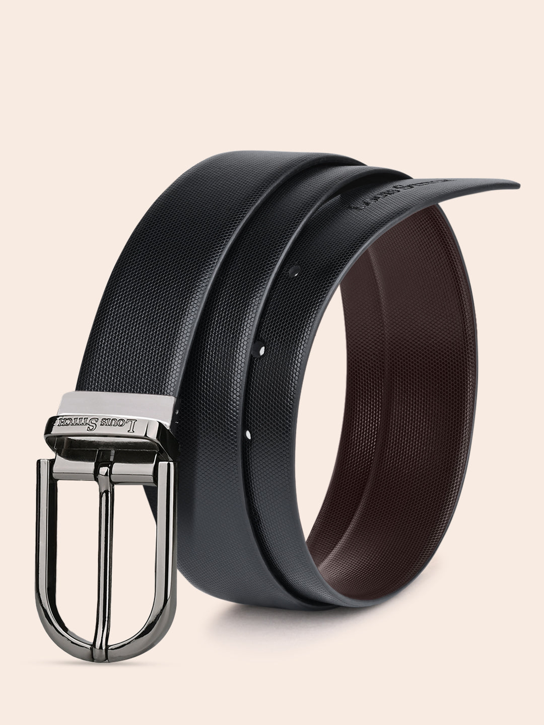 Men's Black & Brown Formal Italian Leather Reversible Belt For Men