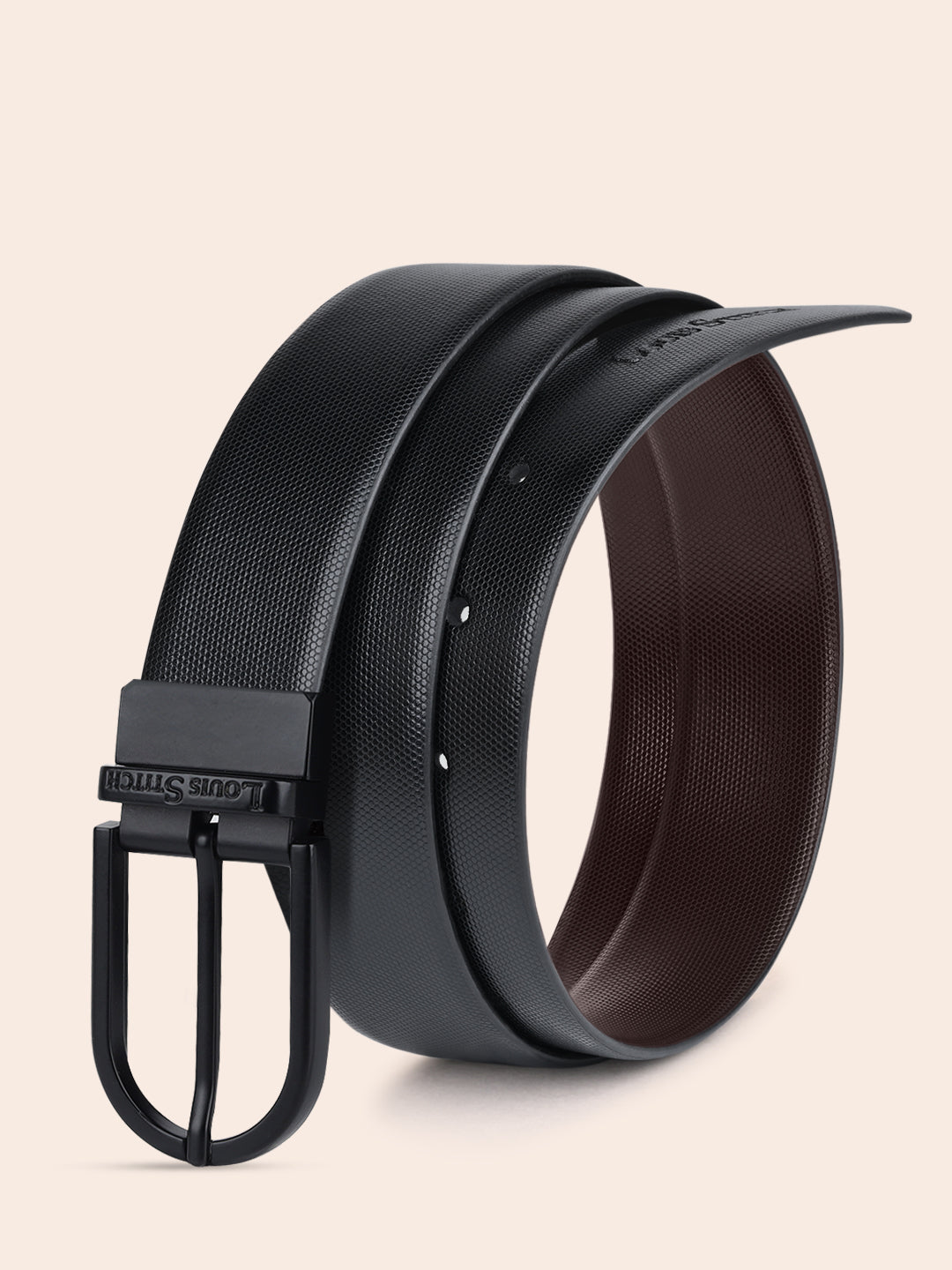 Men's Black & Brown Formal Italian Leather Reversible Belt For Men