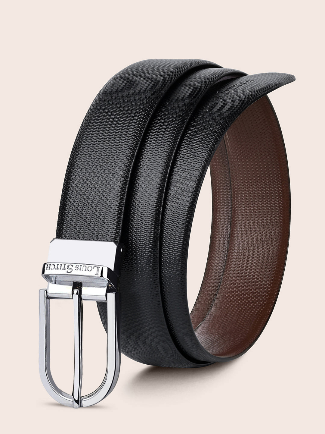 Men's Black & Brown Formal Italian Leather Reversible Belt For Men