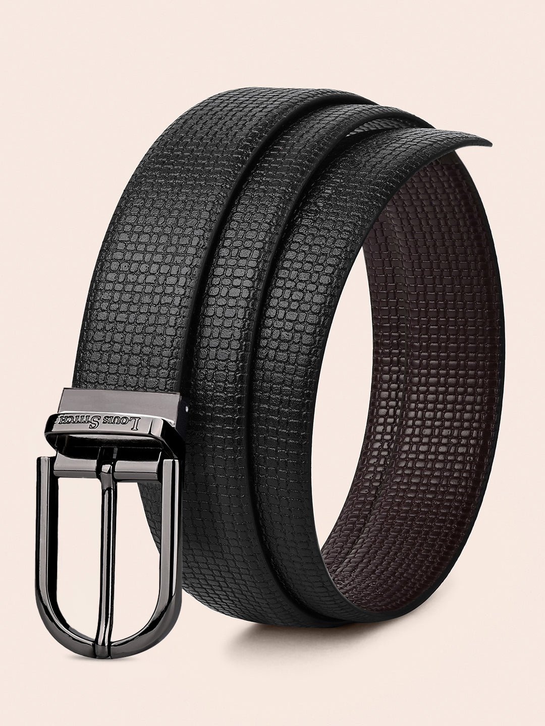 Men's Black & Brown Formal Italian Leather Reversible Belt For Men