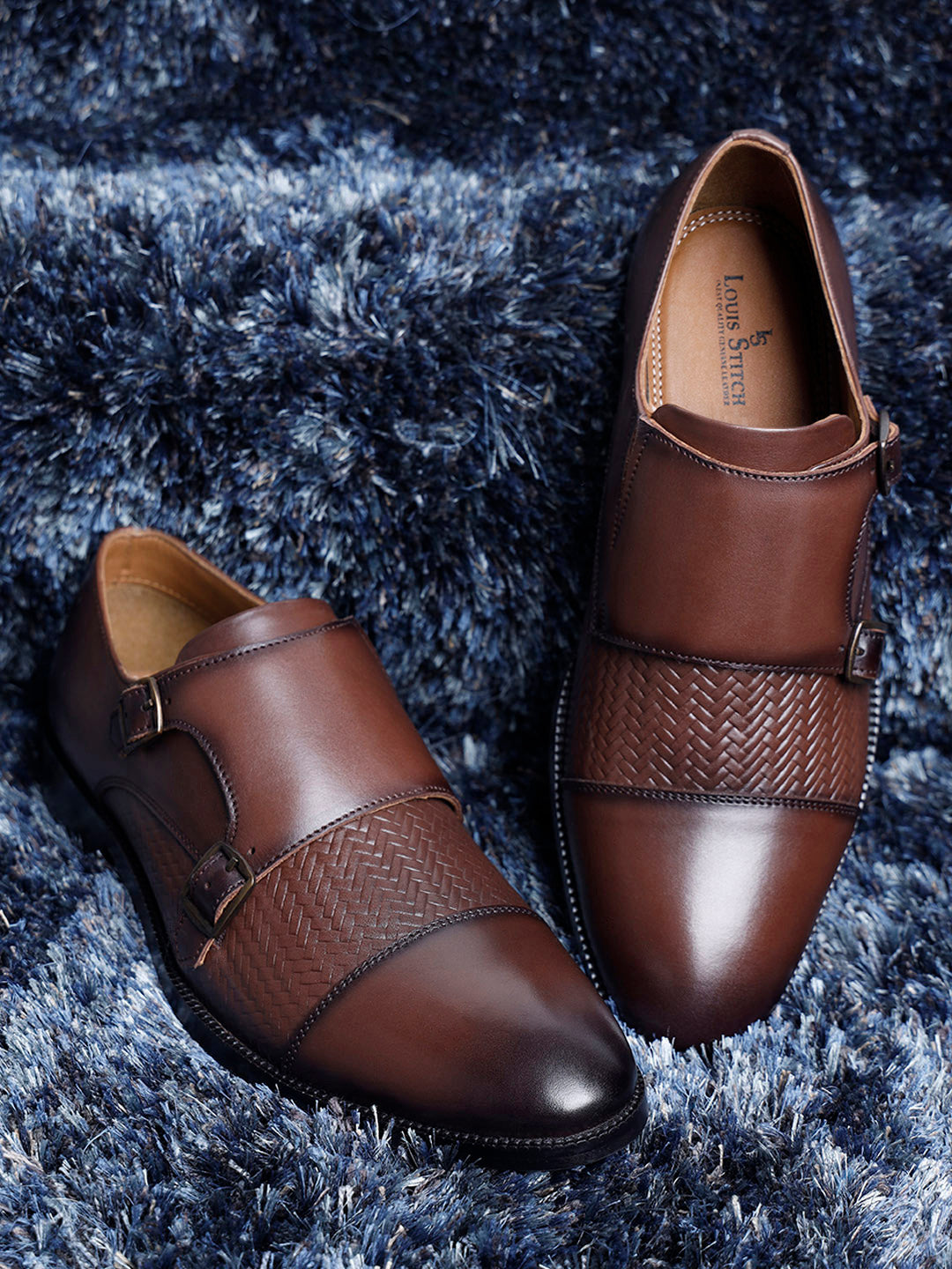 Handmade Premium Italian Leather Weaved Double Monks