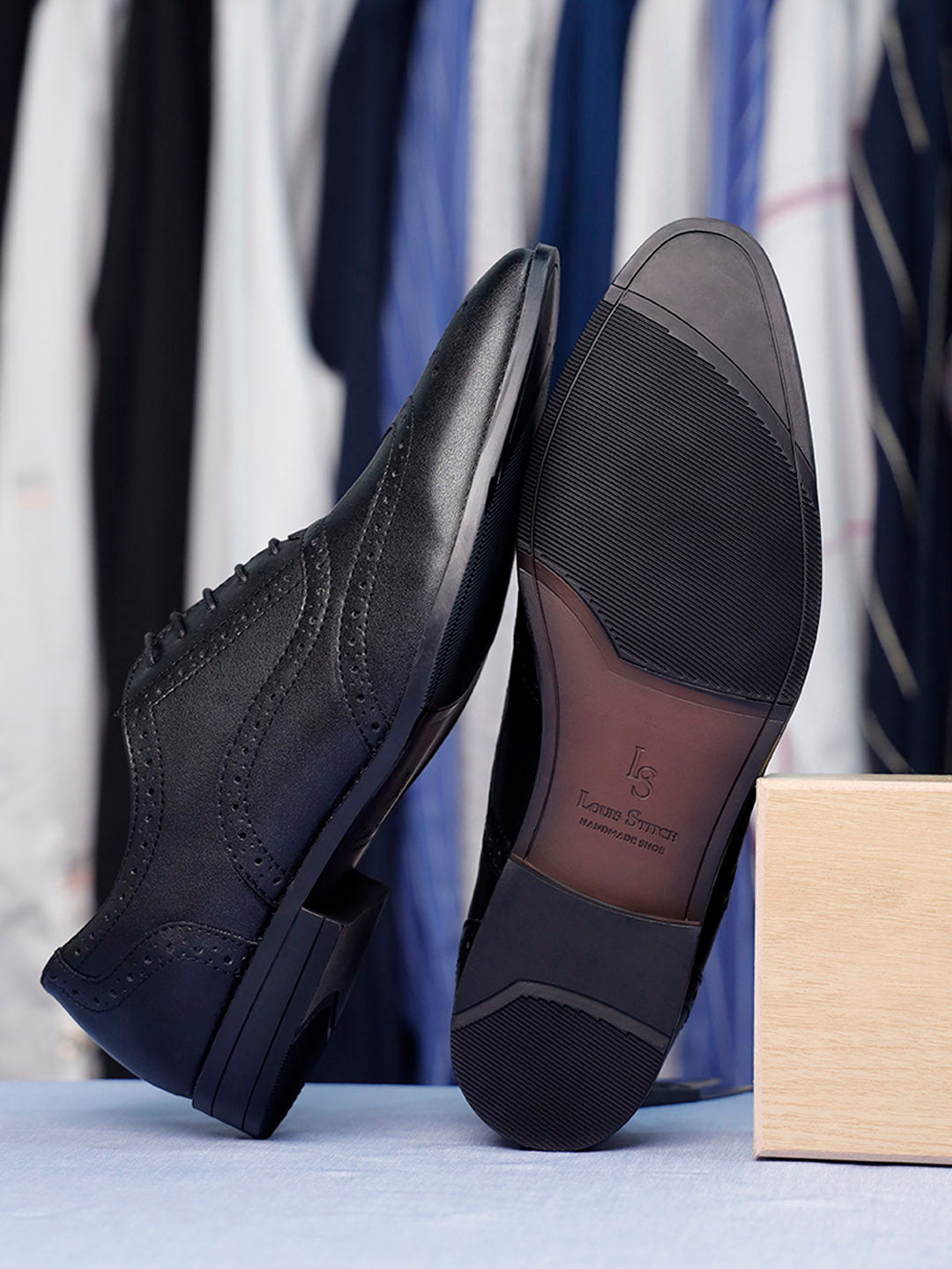 Buy Men s Black Brogue Style Formal Lace Up Shoes Louis Stitch