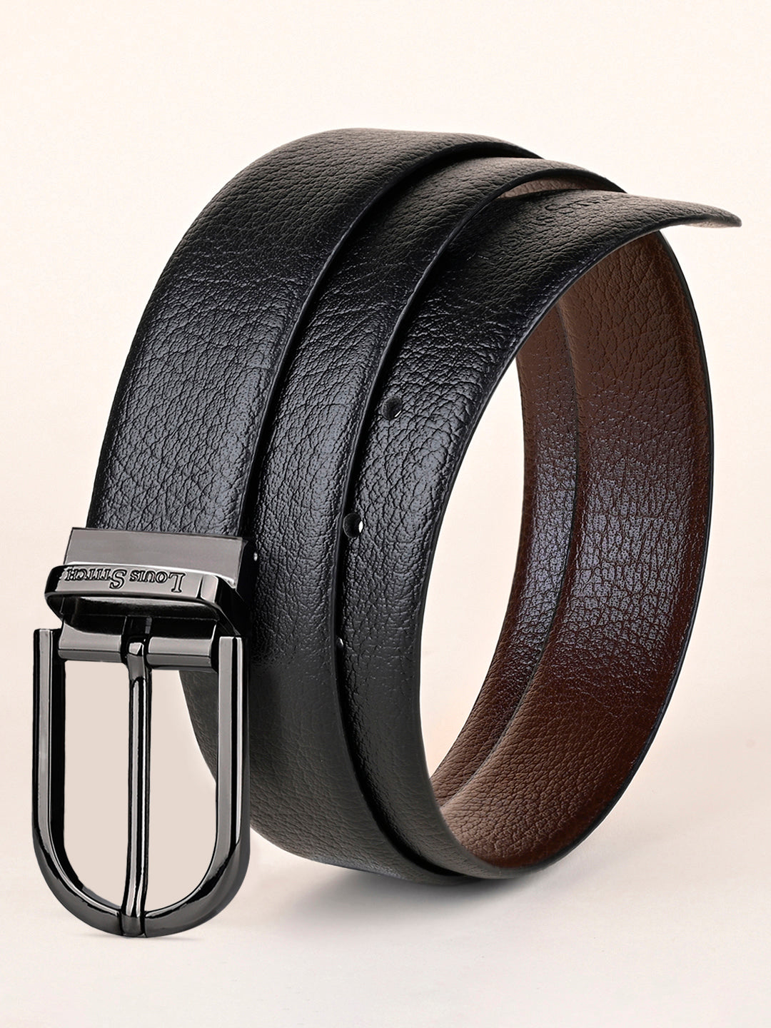 Men's Black & Brown Formal Italian Leather Reversible Belt For Men