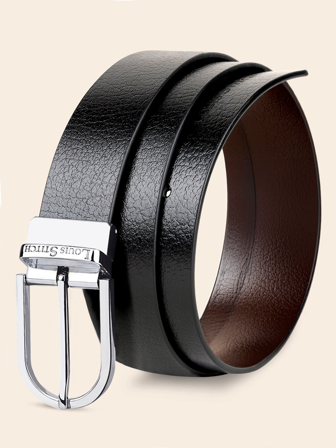 Men's Black & Brown Formal Italian Leather Reversible Belt For Men