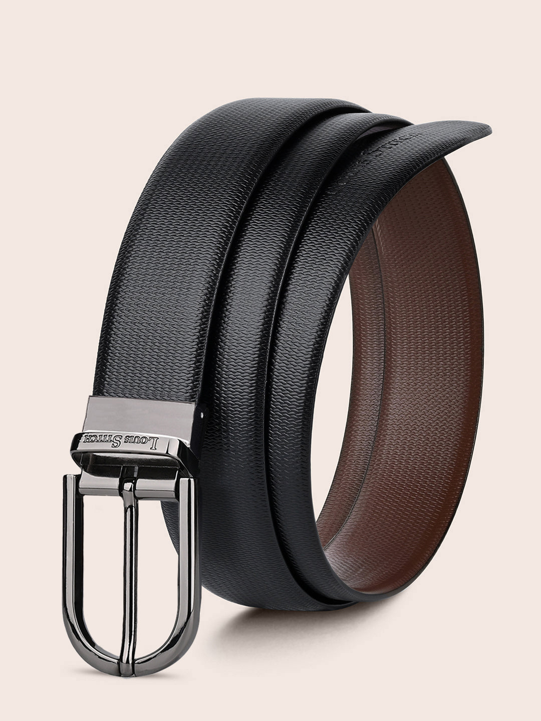 Men's Black & Brown Formal Italian Leather Reversible Belt For Men