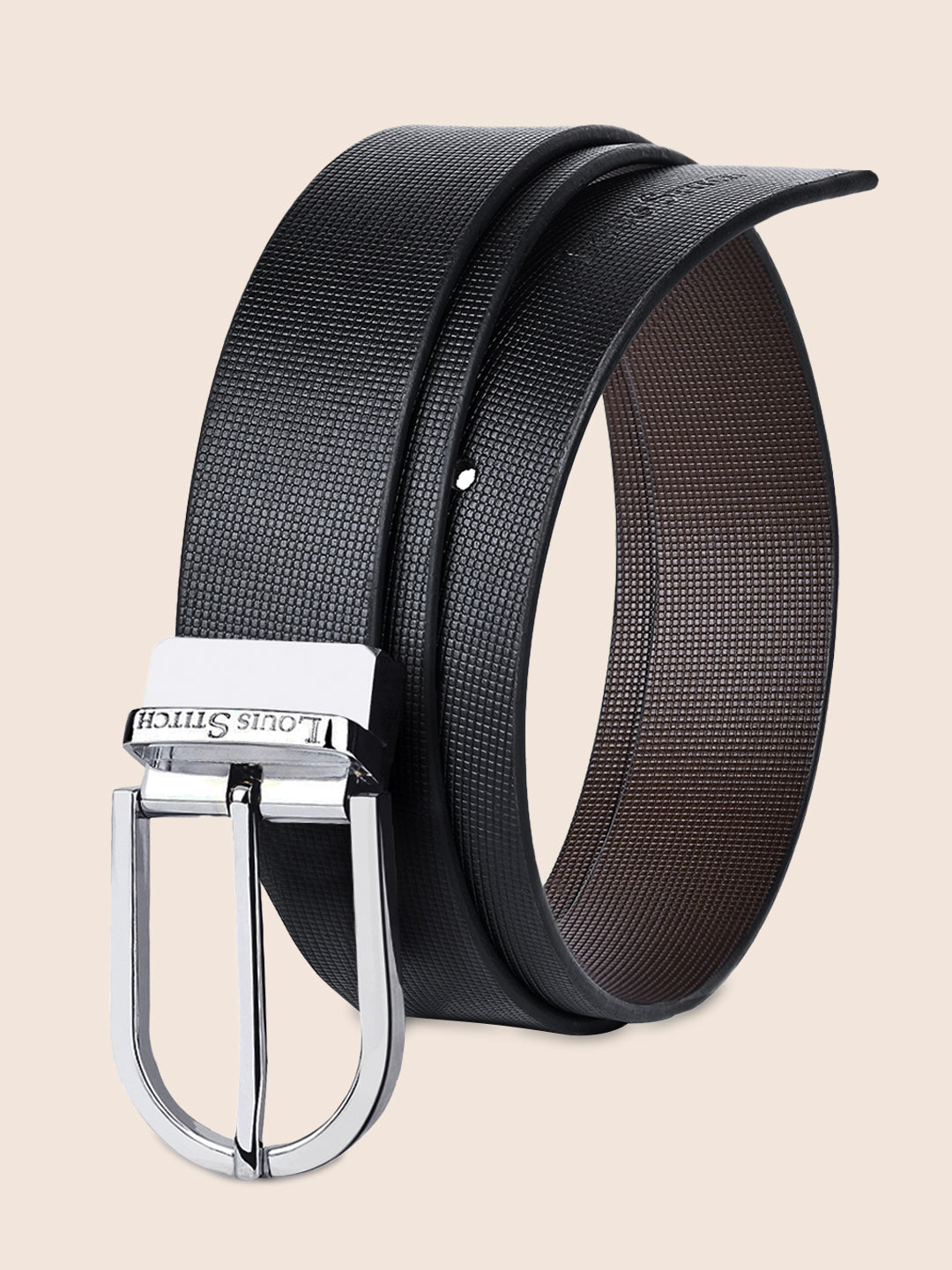 Men's Black & Brown Formal Italian Leather Reversible Belt For Men