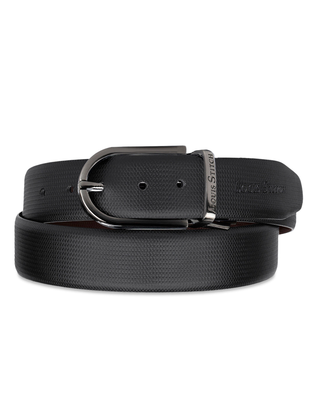 Men's Black & Brown Formal Italian Leather Reversible Belt For Men