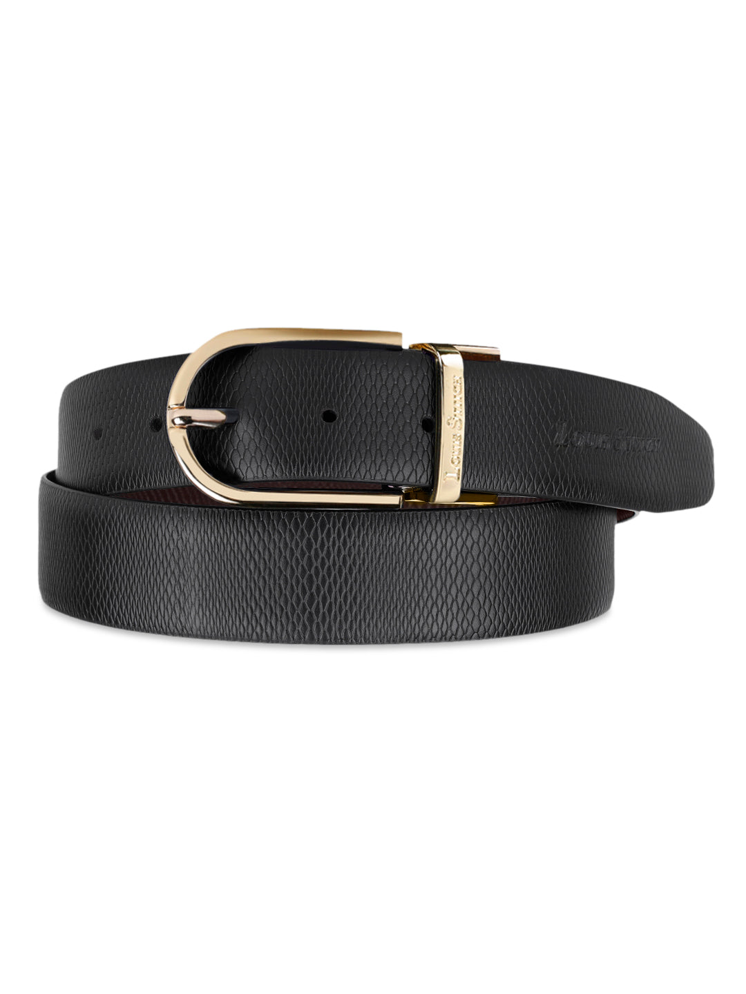 Men's Black & Brown Formal Italian Leather Reversible Belt For Men