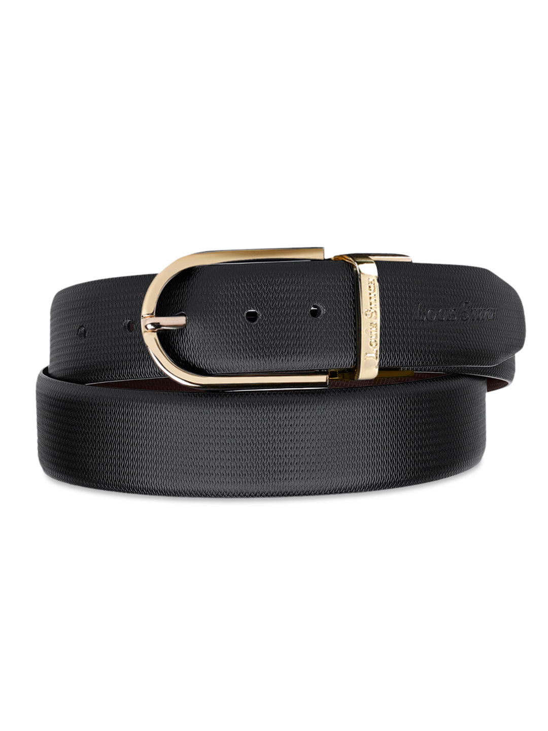 Men's Black & Brown Formal Italian Leather Reversible Belt For Men