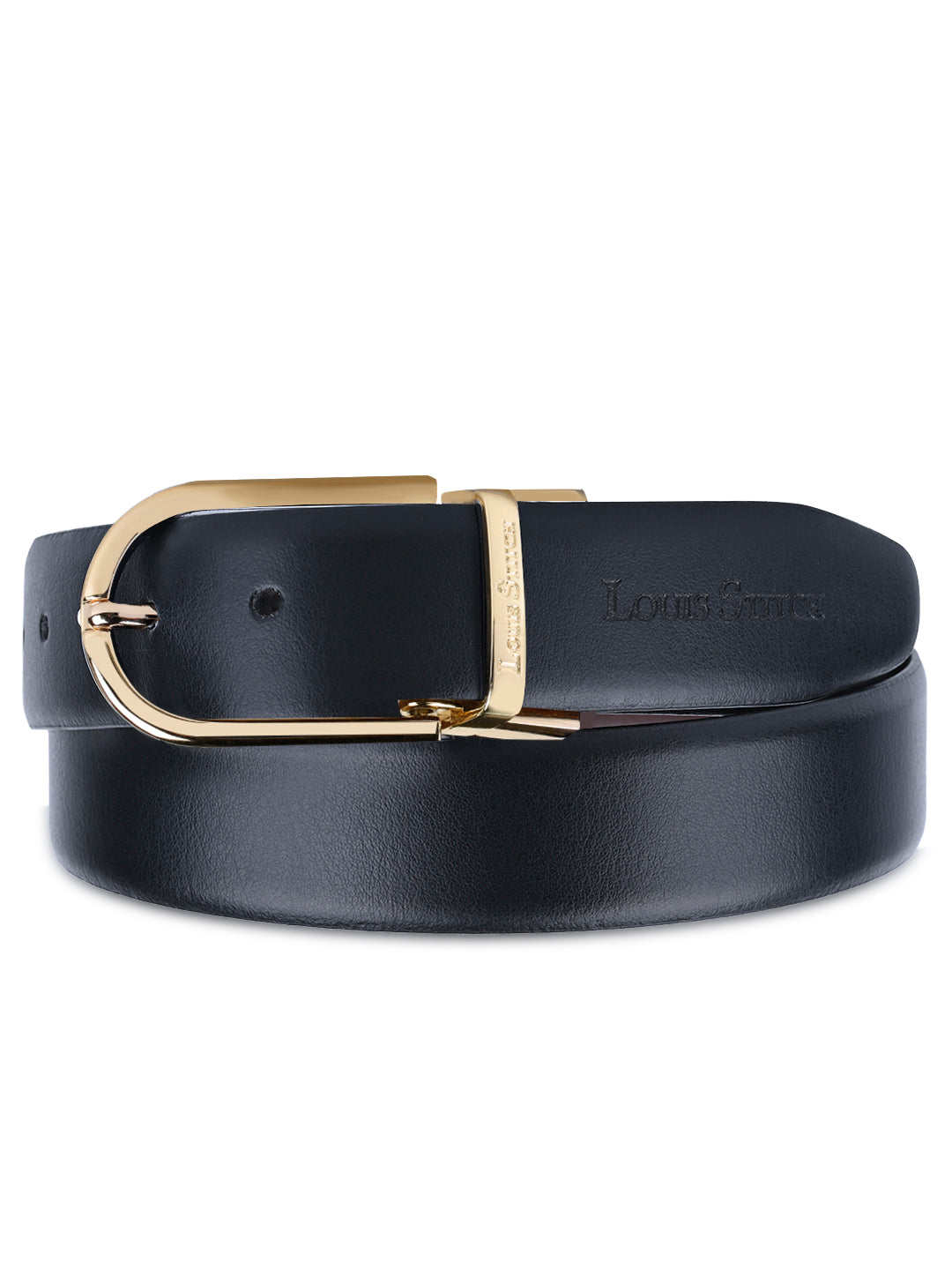 Men's Black & Brown Formal Italian Leather Reversible Belt For Men