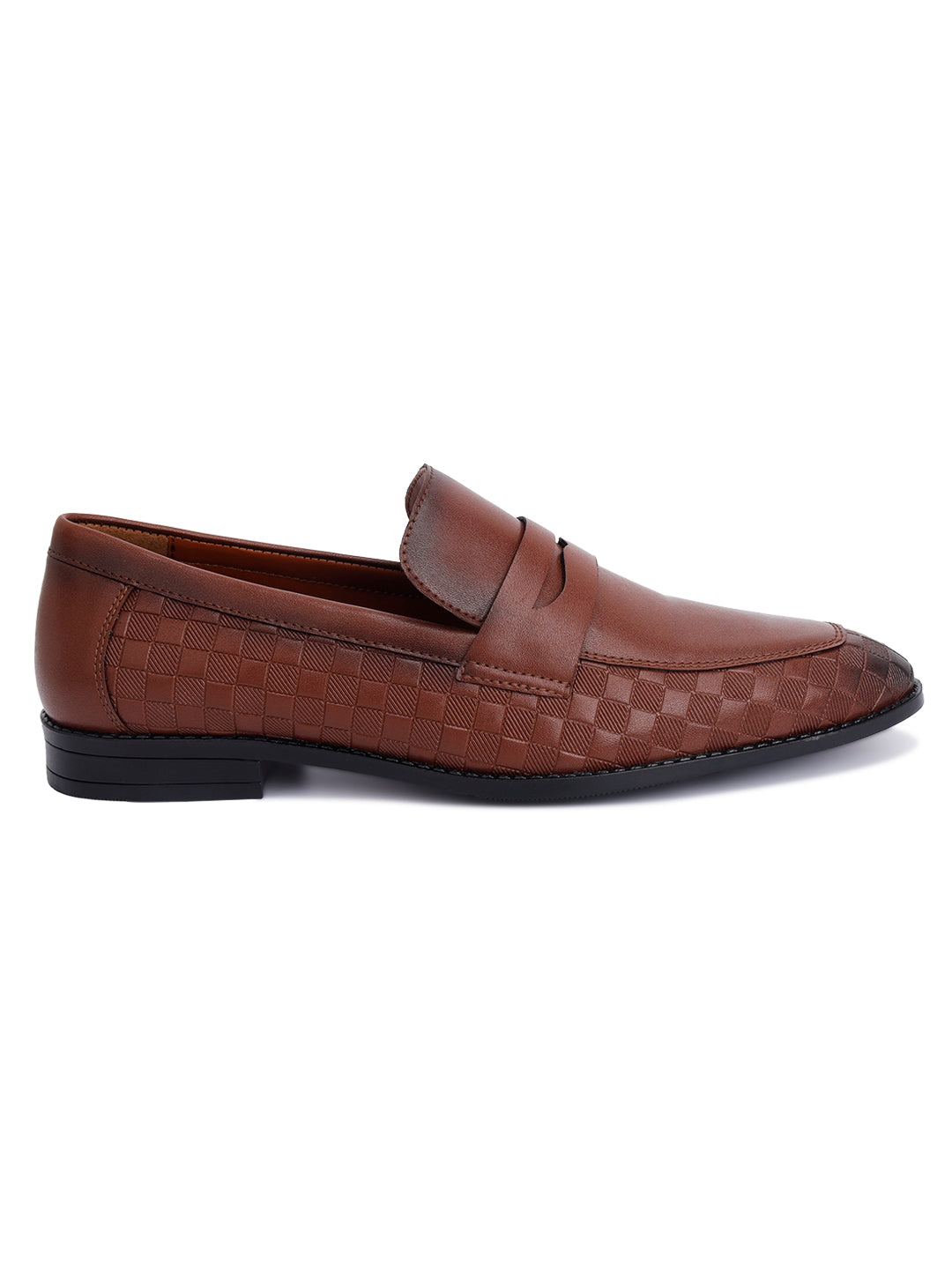 Tan Embossed Moccasins Slipons for Men