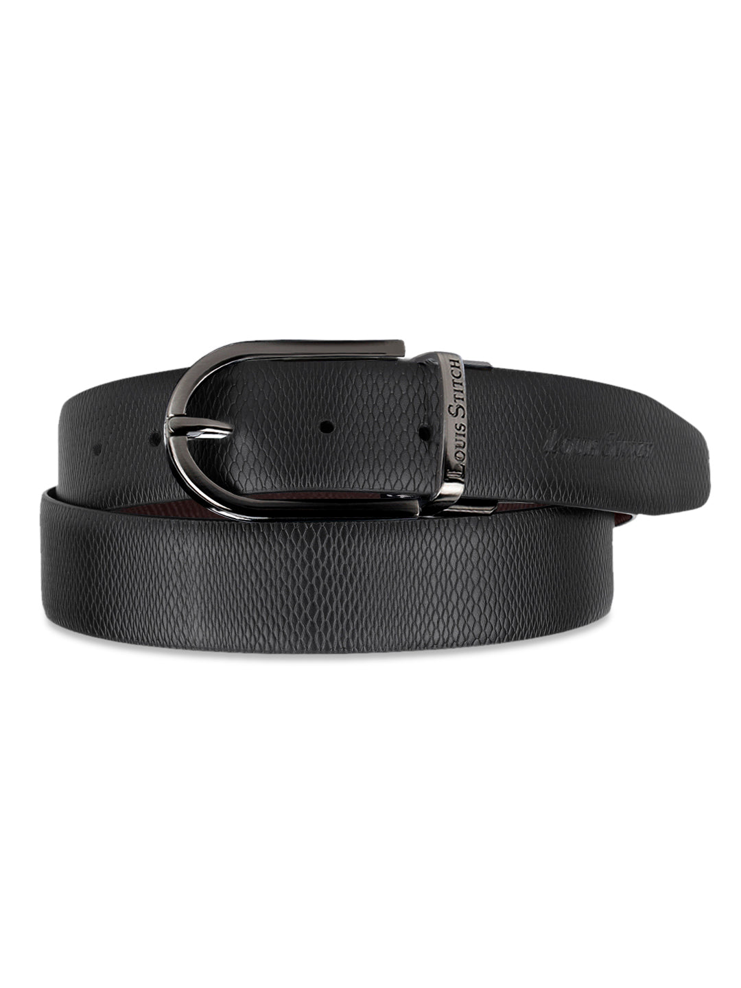 Men's Black & Brown Formal Italian Leather Reversible Belt For Men