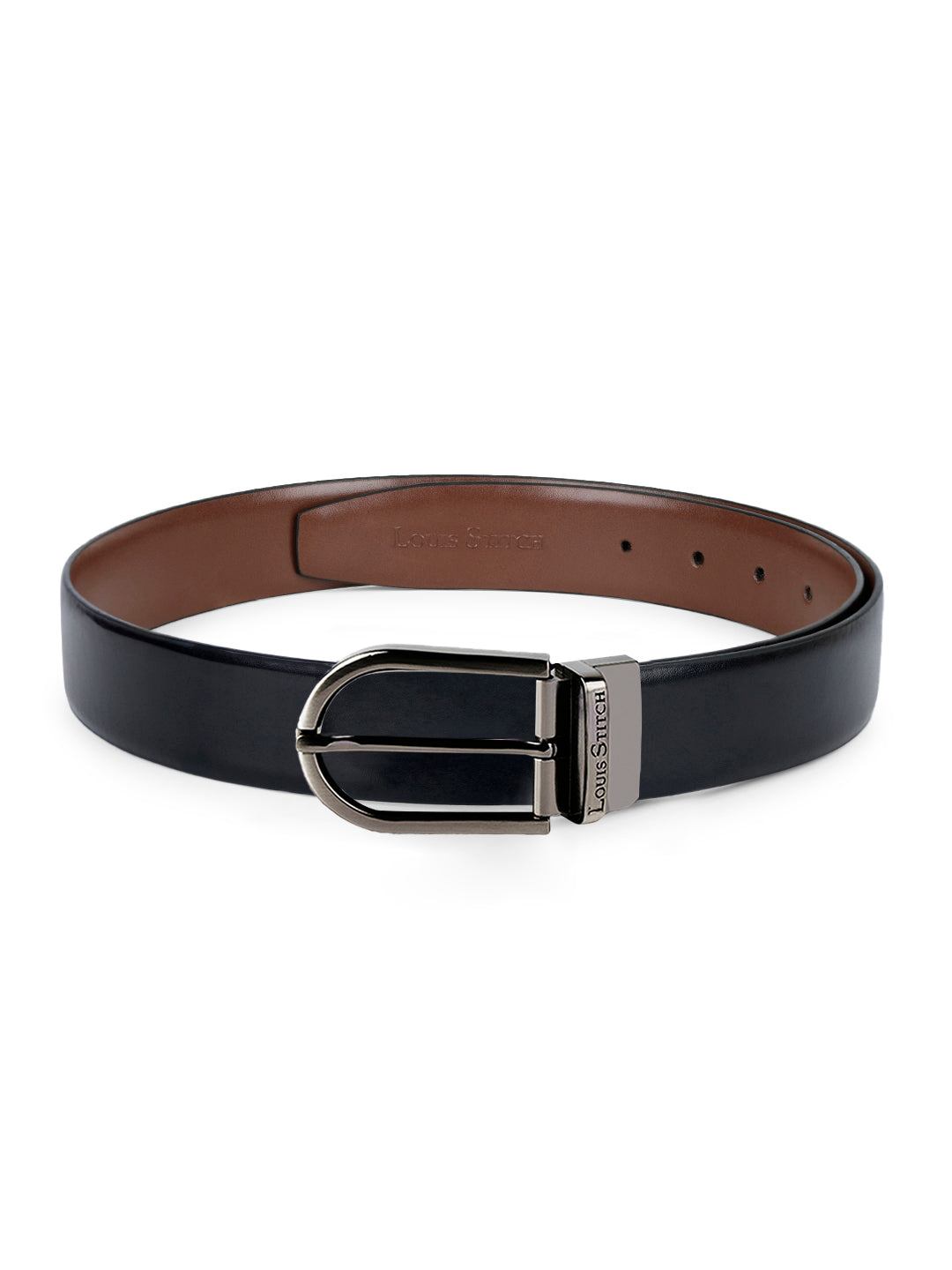 Men's Black & Brown Formal Italian Leather Reversible Belt For Men