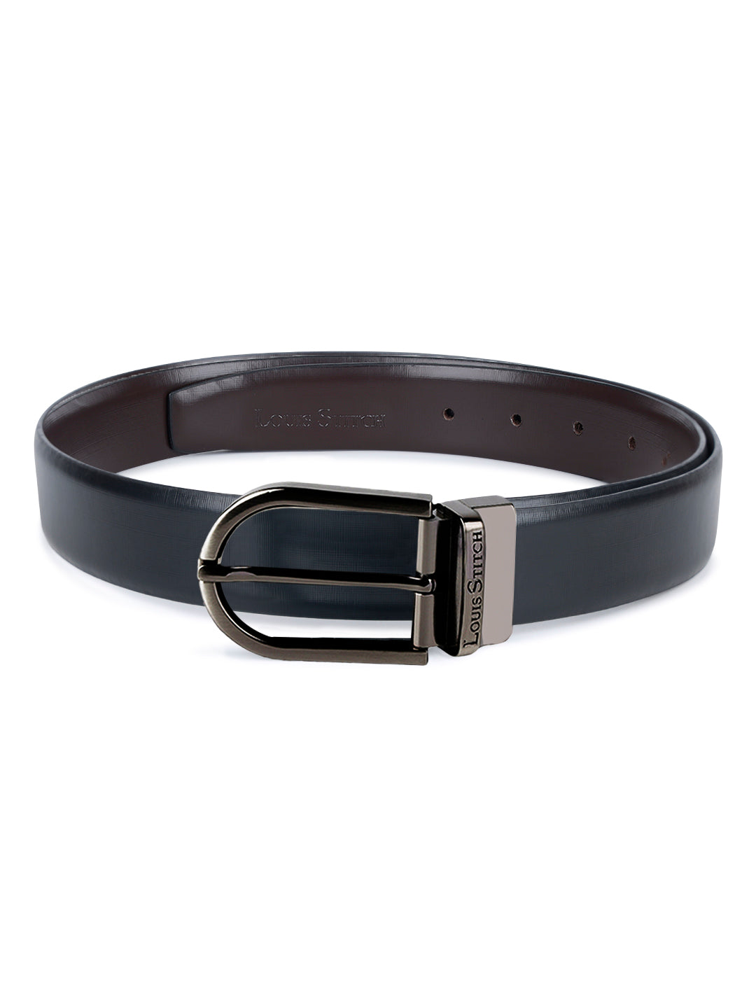 Men's Black & Brown Formal Italian Leather Reversible Belt For Men