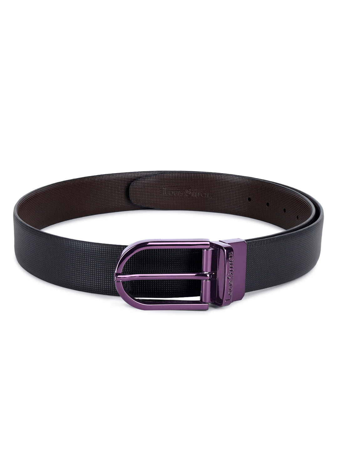 Men's Black & Brown Formal Italian Leather Reversible Belt For Men