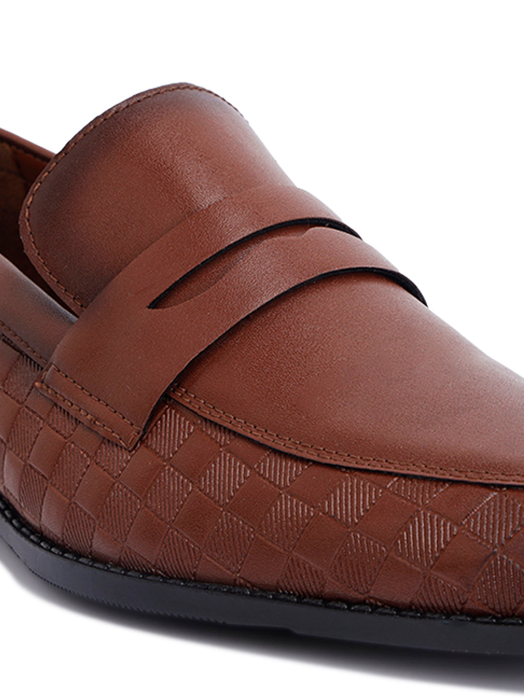 Tan Embossed Moccasins Slipons for Men