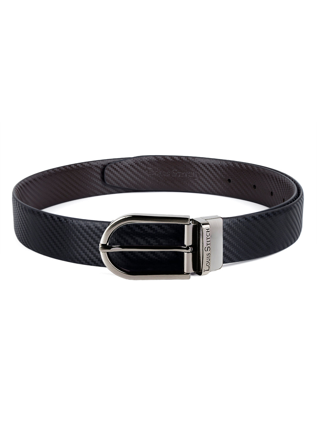 Men's Black & Brown Formal Italian Leather Reversible Belt For Men