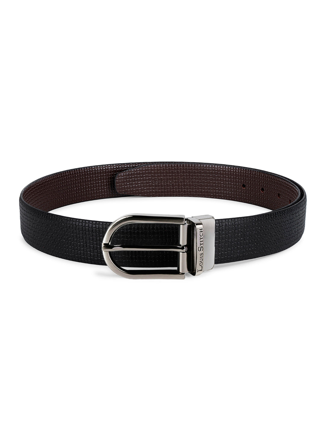 Men's Black & Brown Formal Italian Leather Reversible Belt For Men