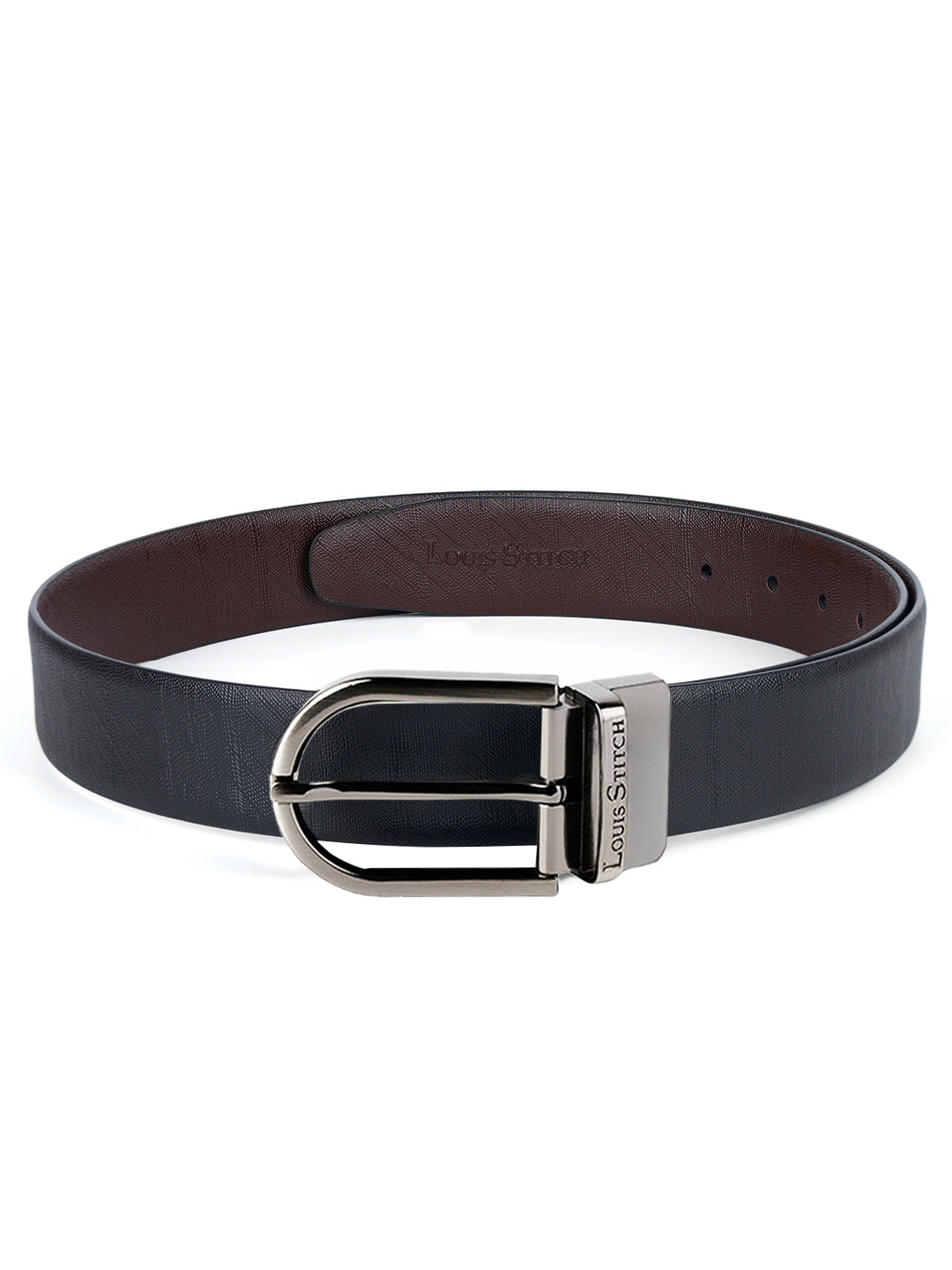 Men's Black & Brown Formal Italian Leather Reversible Belt For Men