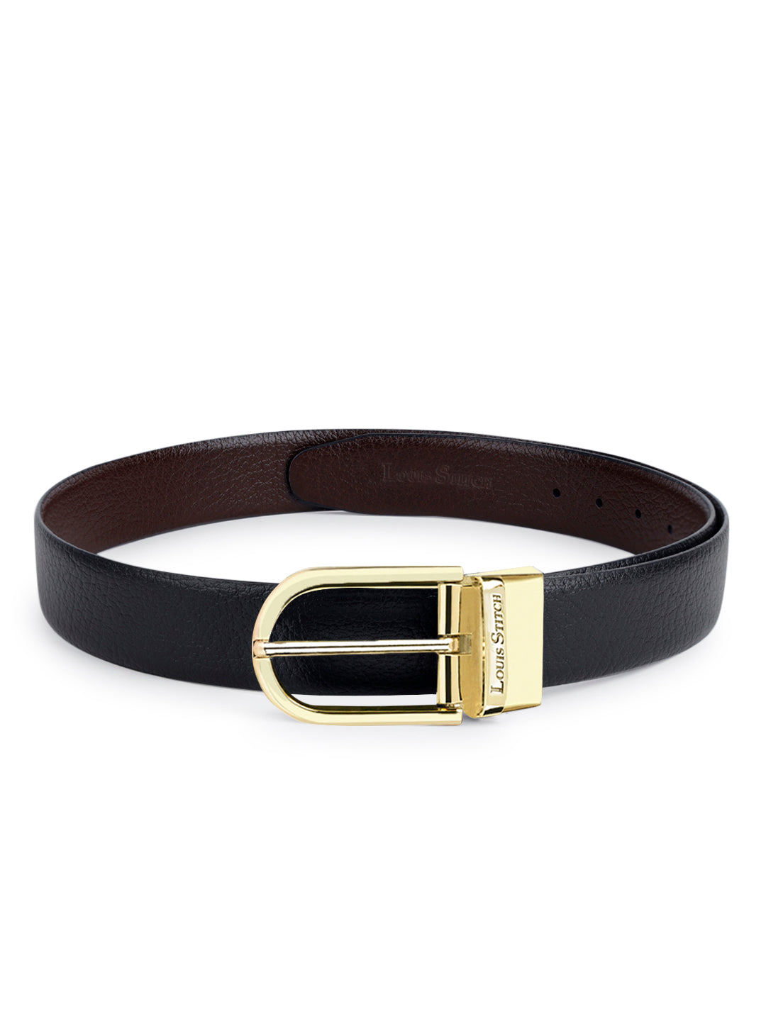 Men's Black & Brown Formal Italian Leather Reversible Belt For Men