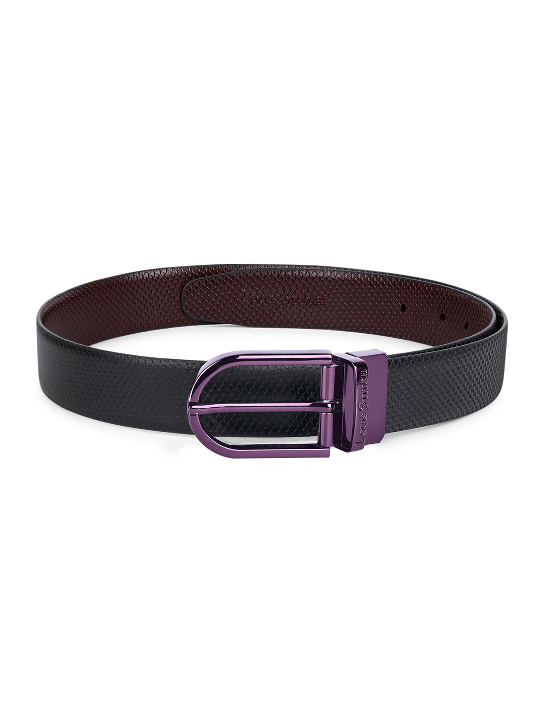 Men's Black & Brown Formal Italian Leather Reversible Belt For Men