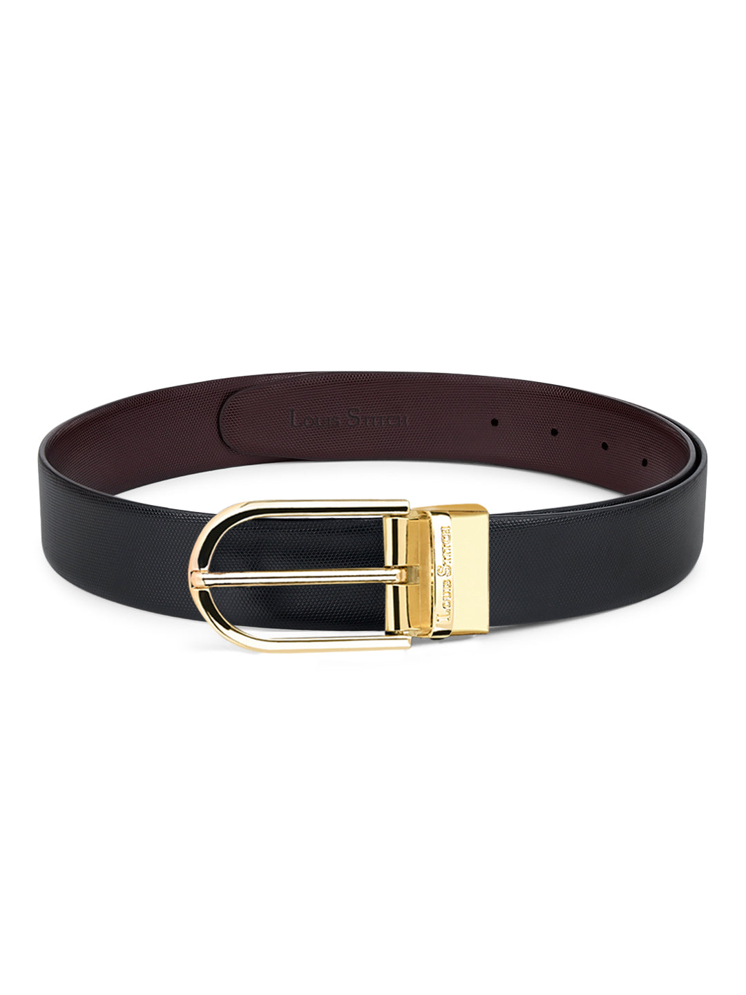 Men's Black & Brown Formal Italian Leather Reversible Belt For Men