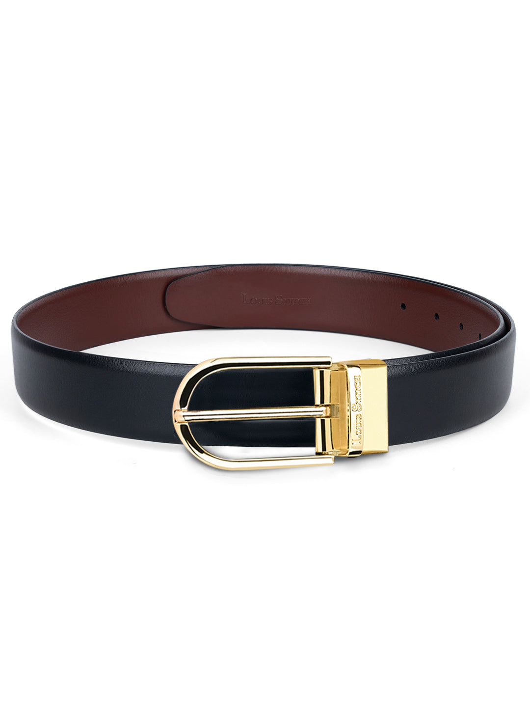 Men's Black & Brown Formal Italian Leather Reversible Belt For Men