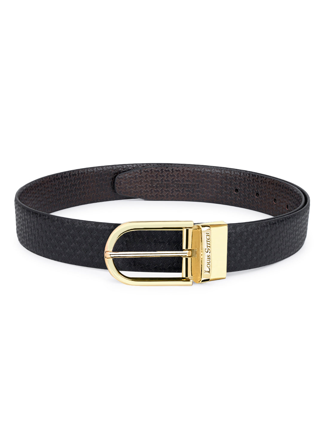 Men's Black & Brown Formal Italian Leather Reversible Belt For Men