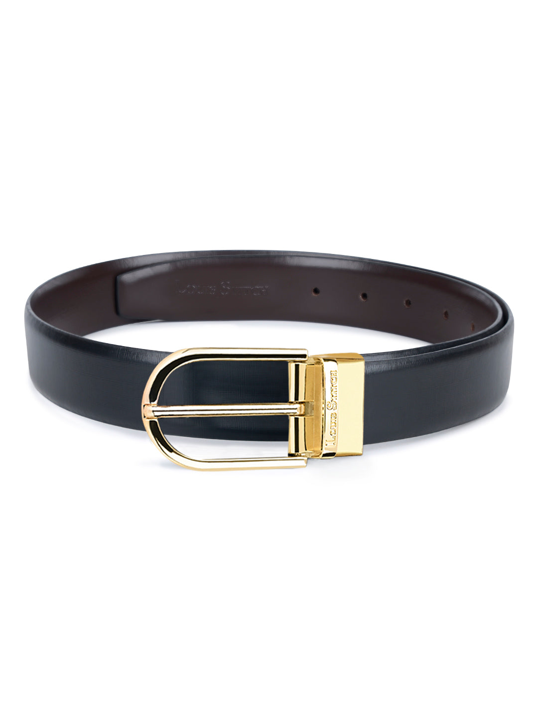 Men's Black & Brown Formal Italian Leather Reversible Belt For Men